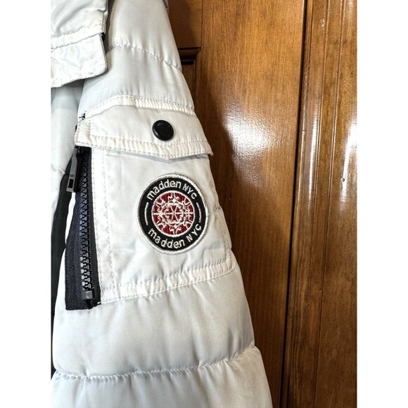Madden NYC White and black puffer thick coat with hood Size S Women's - Picture 8 of 8